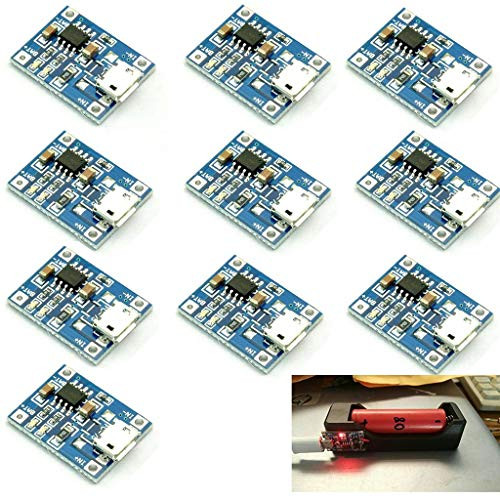 DAOKI 10Pcs Battery Charging Board Micro USB TP4056 Lithium Battery Charger Module Charging Board with Protection 5V 1A Dual Functions
