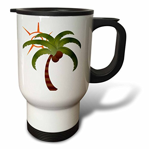 3dRose Palm Tree and The Sun Travel Mug, 14-Ounce