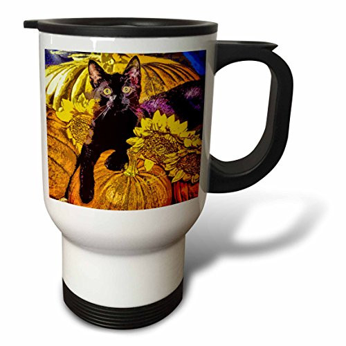 3dRose Halloween Cat Travel Mug, 14-Ounce