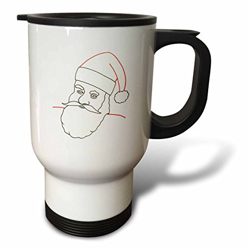 3dRose tm_21450_1 Santa Claus Outline Art Drawing Travel Mug, 14-Ounce, Stainless Steel