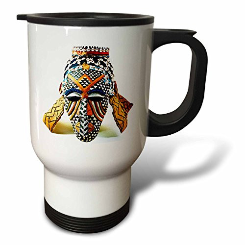 3dRose African Mask Stainless Steel Travel Mug, 14-Ounce