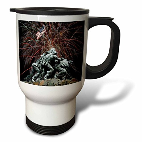 3dRose Marine Corp Memorial with Fireworks Stainless Steel Travel Mug, 14-Ounce