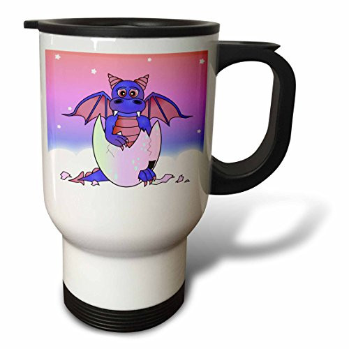 3dRose Purple Baby Dragon in Cracked Egg Stainless Steel Travel Mug, 14-Ounce