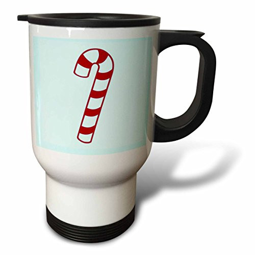 3dRose Candy Cane Stainless Steel Travel Mug, 14-Ounce