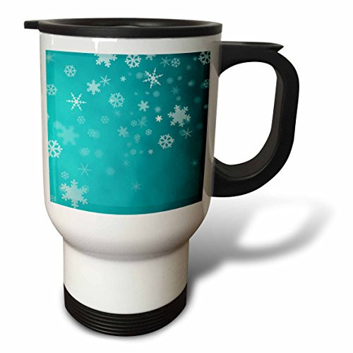 3dRose Winter Snowflakes Blue Stainless Steel Travel Mug, 14-Ounce