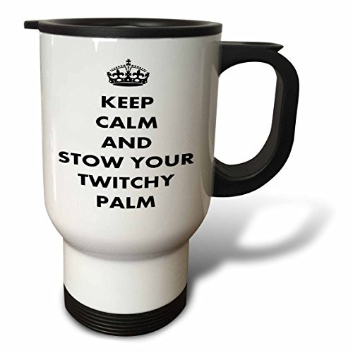 3dRose Stow Your Twitchy Palm Stainless Steel Travel Mug, 14-Ounce