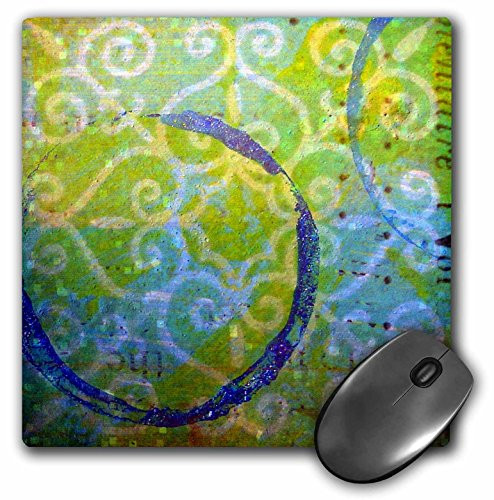 3dRose LLC 8 x 8 x 0.25 Inches Mouse Pad, Abstract Digital Art in Greens and Blues (mp_6480_1)