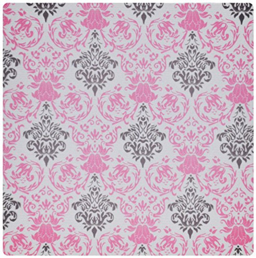 3dRose LLC 8 x 8 x 0.25 Inches Mouse Pad, Pink/Gray Damask Pattern on a White Background (mp_44246_1)