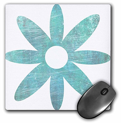 3dRose LLC 8 x 8 x 0.25 Inches Mouse Pad, Teal Blue Grunge Flower Floral Art (mp_51413_1)