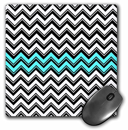 3dRose LLC 8 x 8 x 0.25 Inches Mouse Pad, Gray/Turquoise Chevron Stripes (mp_65775_1)