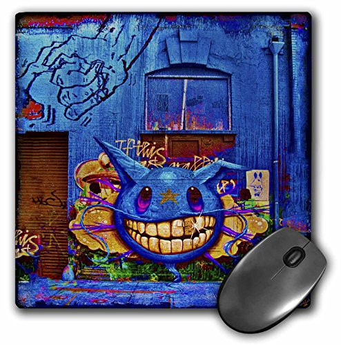 3dRose LLC 8 x 8 x 0.25 Inches Wall Blue Graffiti Teeth Grunge Mouse Pad (mp_55979_1)