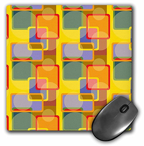 3dRose LLC 8 x 8 x 0.25 Inches Mouse Pad, Brightly Colored Rectangles and Circles Overlapping Pattern (mp_78227_1)