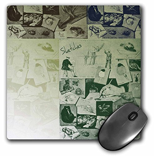 3dRose LLC 8 x 8 x 0.25 Vintage Artist Sketches Collage of Art Mouse Pad (mp_79331_1)