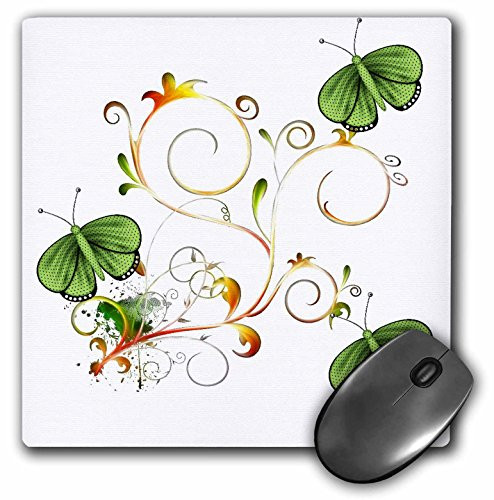 3Drose LLC 8 X 8 X 0.25 Inches Mouse Pad, Pretty Delicate Art and Butterflies Pattern (Mp_108064_1)