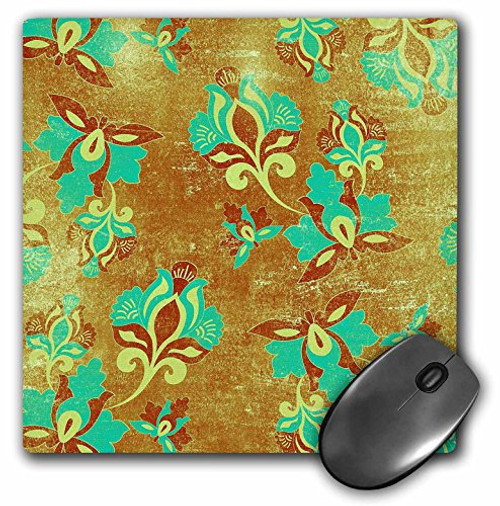 3dRose LLC 8 x 8 x 0.25 Inches Mouse Pad, Turquoise and Brown Art Nouveau Flower Pattern (mp_169200_1) 3dRose LLC 8 x 8 x 0.25 Inches Mouse Pad, Turquoise and Brown Art Nouveau Flower Pattern (mp_169200_1)