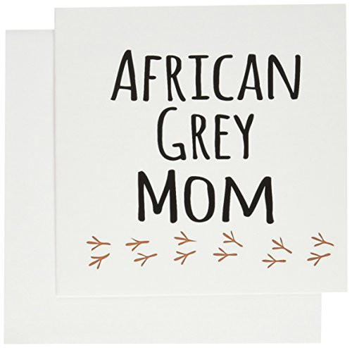 3dRose African Grey Parrot Mom - bird lover exotic pet owner - for her - bird footprints - Greeting Cards, 6 x 6 inches, set of 6 (gc_154032_1)