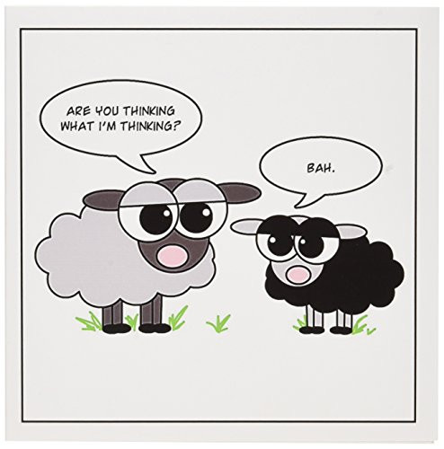 3dRose Cute Black and Grey Sheep  Funny Design - Greeting Cards, 6 x 6 inches, set of 12 (gc_6148_2)