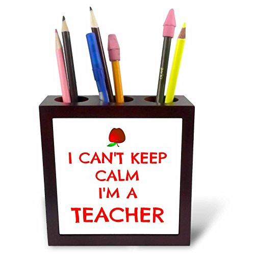 3dRose ph_172356_1 Every Day I'm Ballin, Lacrosse Sticks Picture, Red Lettering-Tile Pen Holder, 5-Inch