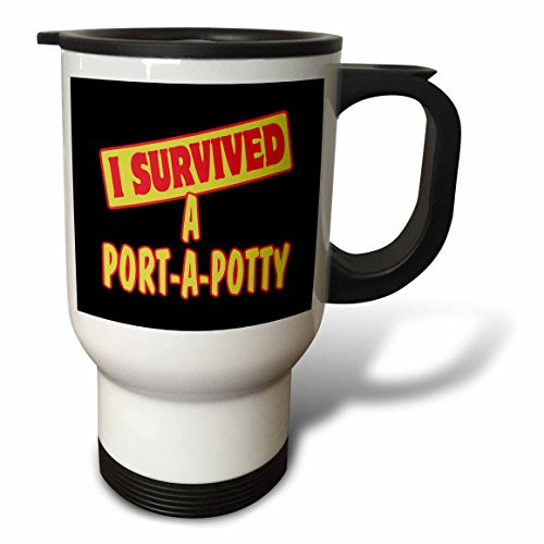 3dRose tm_117656_1 I Survived a Porta-A-Potty Survial Pride and Humor Design Travel Mug, 14-Ounce, Stainless Steel