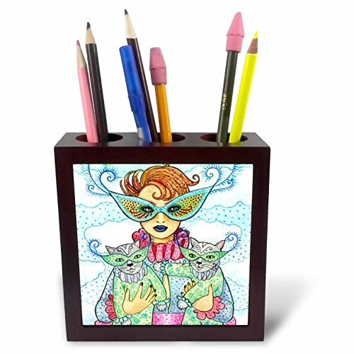 3dRose ph_23699_1 Giraffe Print-Tile Pen Holder, 5-Inch