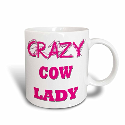 3dRose mug_174999_2 Crazy Cow Lady Ceramic Mug, 15-Ounce