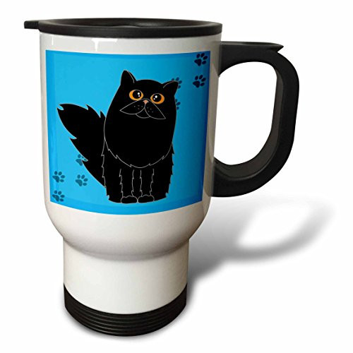 3dRose tm_6109_1 Black Long-Haired/Persian Cat Blue Paw-Print Travel Mug, 14-Ounce, Stainless Steel 3dRose tm_6109_1 Black Long-Haired/Persian Cat Blue Paw-Print Travel Mug, 14-Ounce, Stainless Steel