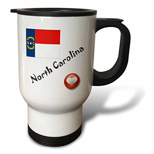 3dRose tm_7201_1 I Love North Carolina Travel Mug, 14-Ounce, Stainless Steel