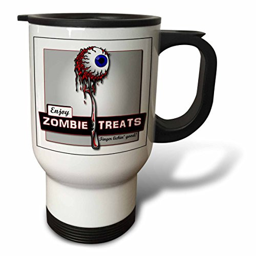 3dRose tm_25573_1 Zombies Zombie Treats 1 on Transparent Travel Mug, 14-Ounce, Stainless Steel