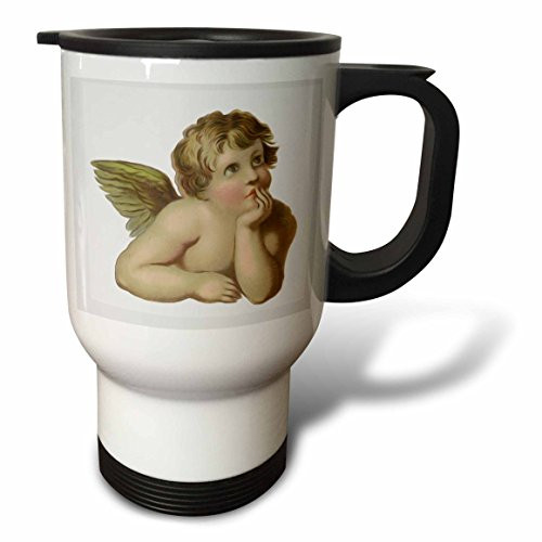 3dRose tm_104695_1 Vintage Victorian Thinking Angel Cherub Travel Mug, 14-Ounce, Stainless Steel