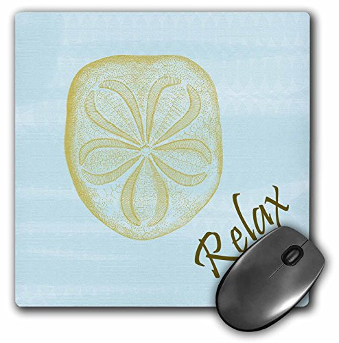 3dRose Relax Sand Dollar - Beach Themed Art in Calming Blue - Mouse Pad, 8 by 8 inches (mp_63639_1)