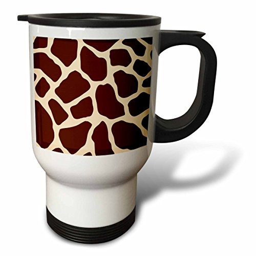 3dRose tm_164634_1" Cream & Brown Giraffe Print Stainless Steel" Travel Mug, 14 oz, Multicolor