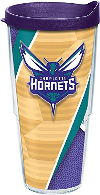 Tervis 1200722 NBA Charlotte Hornets Court Tumbler with Wrap and Royal Purple Lid 24oz, Clear Tervis 1200722 NBA Charlotte Hornets Court Tumbler with Wrap and Royal Purple Lid 24oz, Clear
