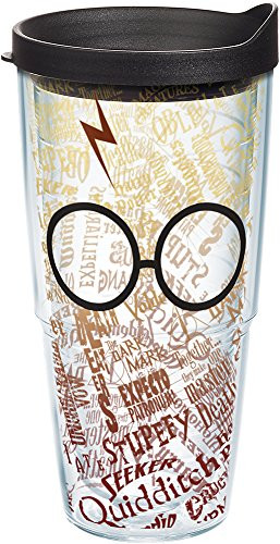 Tervis 1209499 Harry Potter - Glasses and Scar Tumbler with Wrap and Black Lid 24oz, Clear