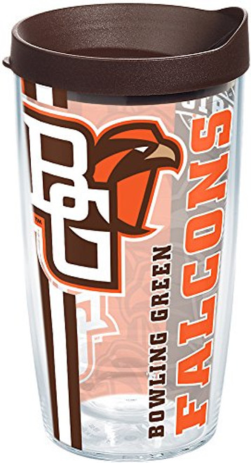 Tervis 1226818 Bowling Green Falcons College Pride Tumbler with Wrap and Brown Lid 16oz, Clear Tervis 1226818 Bowling Green Falcons College Pride Tumbler with Wrap and Brown Lid 16oz, Clear