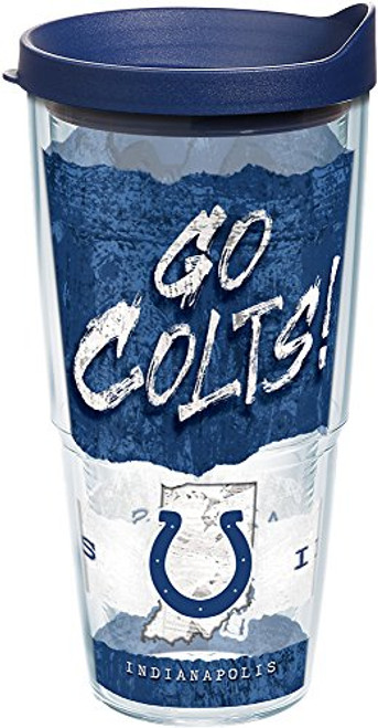 Tervis 1227680 NFL Indianapolis Colts NFL Statement Tumbler with Wrap and Navy Lid 24oz, Clear Tervis 1227680 NFL Indianapolis Colts NFL Statement Tumbler with Wrap and Navy Lid 24oz, Clear