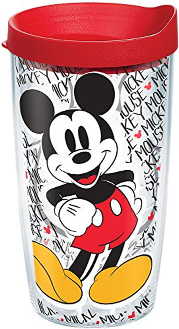 Tervis 1228025 Disney - Mickey Mouse Name Pattern Tumbler with Wrap and Red Lid 16oz, Clear Tervis 1228025 Disney - Mickey Mouse Name Pattern Tumbler with Wrap and Red Lid 16oz, Clear