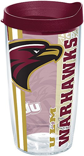 Tervis 1229406 ULM Warhawks College Pride Tumbler with Wrap and Maroon Lid 16oz, Clear