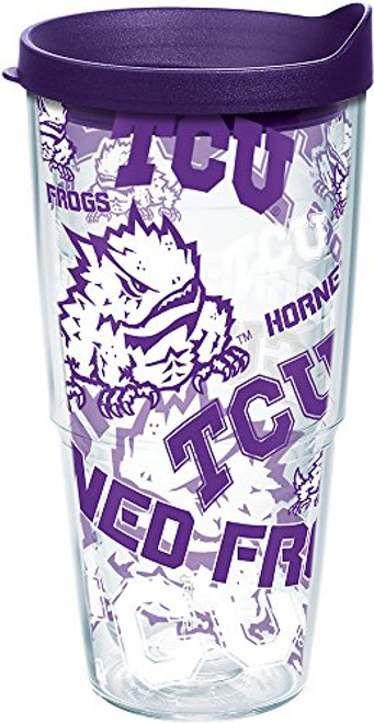 Tervis 1240326 Tcu Horned Frogs All Over Insulated Tumbler with Wrap and Royal Purple Lid, 24 oz, Clear Tervis 1240326 Tcu Horned Frogs All Over Insulated Tumbler with Wrap and Royal Purple Lid, 24 oz, Clear