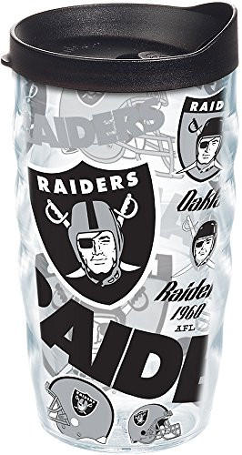 Tervis 1248303 Las Vegas Raiders NFL All Over Insulated Tumbler, 10oz - Wavy, Clear - Tritan