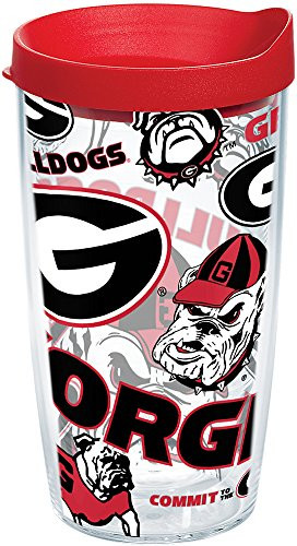 Tervis NCAA Georgia Bulldogs All Over Tumbler With Lid, 16 oz, Clear