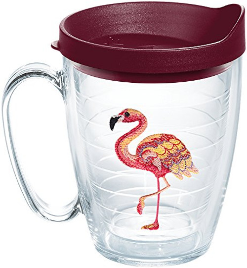 Tervis 1254502 Multi-Color Flamingo Insulated Tumbler with Emblem and Maroon Lid, 16oz Mug, Clear Tervis 1254502 Multi-Color Flamingo Insulated Tumbler with Emblem and Maroon Lid, 16oz Mug, Clear