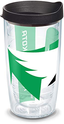Tervis North Dakota Fighting Hawks Colossal Insulated Tumbler with Wrap and Black Lid, 16 oz, Clear