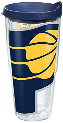 Tervis 1275157 NBA Indiana Pacers Colossal Tumbler with Wrap and Navy Lid 2 Pack 24oz, Clear