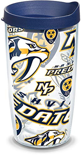 Tervis 1276098 NHL Nashville Predators All Over Tumbler with Wrap and Navy Lid 16oz, Clear Tervis 1276098 NHL Nashville Predators All Over Tumbler with Wrap and Navy Lid 16oz, Clear