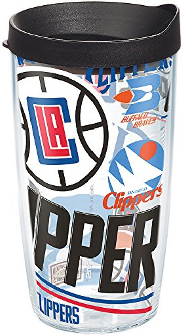 Tervis 1276707 NBA Los Angeles Clippers All Over Tumbler with Wrap and Black Lid 16oz, Clear Tervis 1276707 NBA Los Angeles Clippers All Over Tumbler with Wrap and Black Lid 16oz, Clear