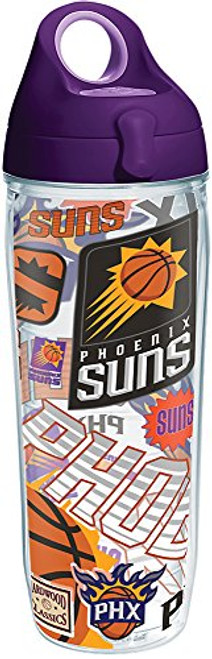 Tervis 1277144 NBA Phoenix Suns All Over Tumbler with Wrap and Purple Lid 24oz Water Bottle, Clear Tervis 1277144 NBA Phoenix Suns All Over Tumbler with Wrap and Purple Lid 24oz Water Bottle, Clear