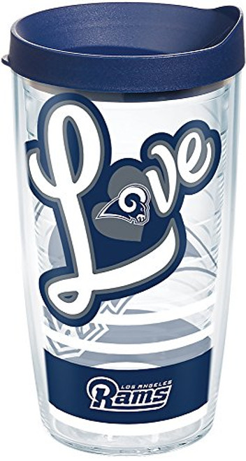 Tervis 1280288 NFL Los Angeles Rams Love Tumbler with Wrap and Navy Lid 16oz, Clear Tervis 1280288 NFL Los Angeles Rams Love Tumbler with Wrap and Navy Lid 16oz, Clear