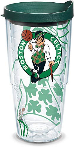 Tervis NBA Boston Celtics Insulated Tumbler with Wrap and Hunter Green Lid, 24oz, Clear