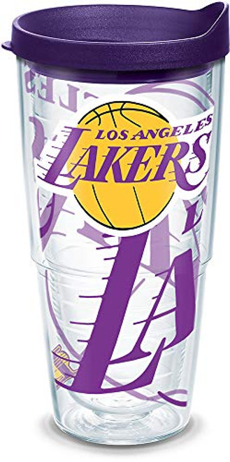 Tervis NBA Los Angeles Lakers Insulated Tumbler with Wrap and Royal Purple Lid, 24oz, Clear Tervis NBA Los Angeles Lakers Insulated Tumbler with Wrap and Royal Purple Lid, 24oz, Clear