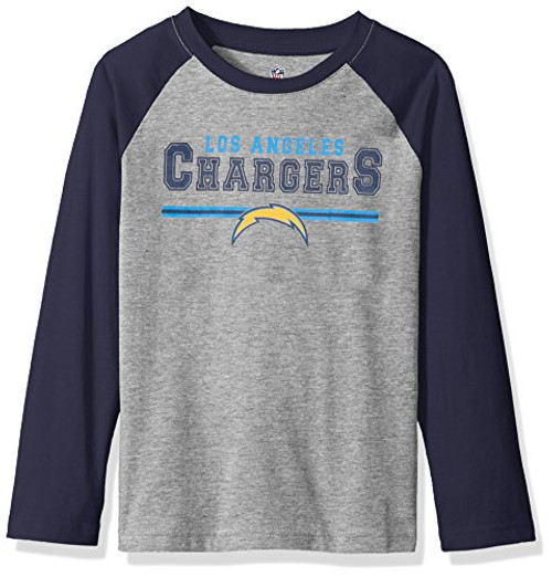 NFL Boys 4-7 "Field Line" Long Sleeve Tee-Heather Grey-M(5-6), Los Angeles Chargers NFL Boys 4-7 "Field Line" Long Sleeve Tee-Heather Grey-M(5-6), Los Angeles Chargers